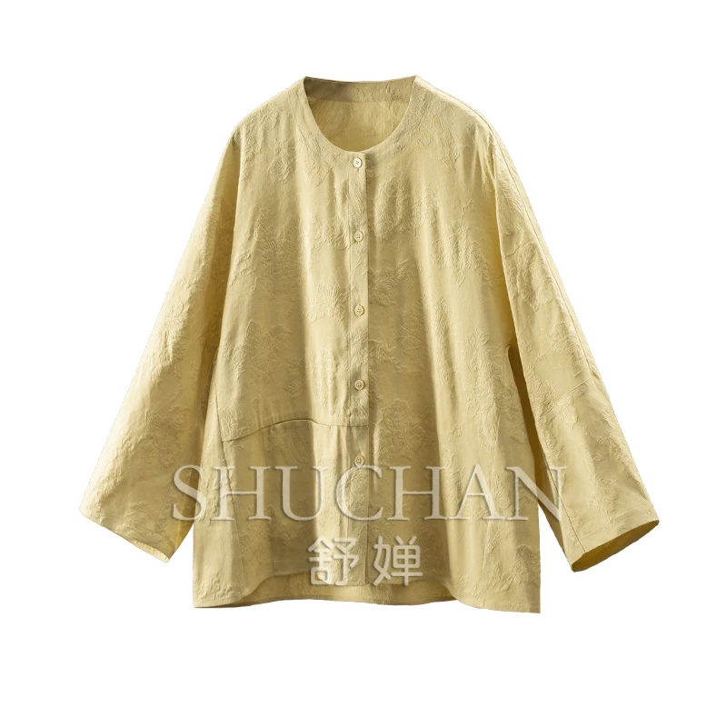 Natural Silk Linen Cotton Jacquard Shirt Women's 1Z80 Loose Blouse Women Blusas Mujer De Moda 2025 Verano
Natural Silk Linen Cotton Jacquard Shirt Women's 1Z80 Loose Blouse Women Blusas Mujer De Moda 2025 Verano