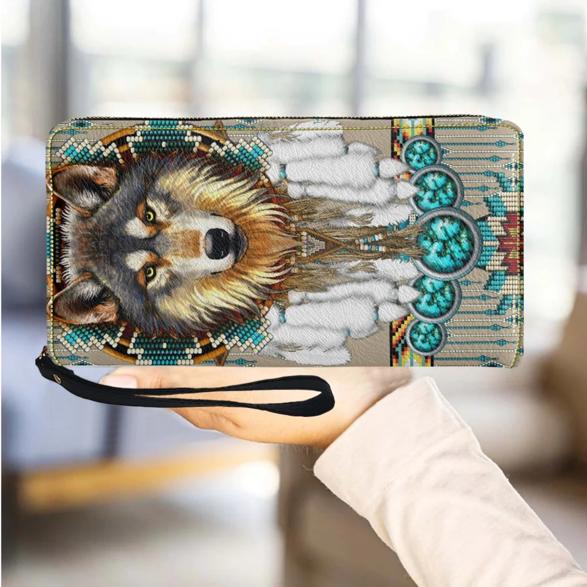 Wallets for Women Tribal Wolf Vintage Design Luxury PU Leather Girl Purse with Zipper Casual Long Card Holder Portable Cash Bag
Wallets for Women Tribal Wolf Vintage Design Luxury PU Leather Girl Purse with Zipper Casual Long Card Holder Portable Cash Bag