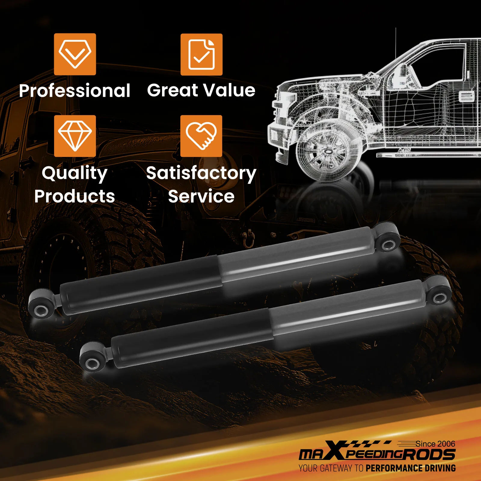 Rear Lowering Shocks 2" - 4" Drop For Chevy Silverado/GMC Sierra 1999-2006
Rear Lowering Shocks 2" - 4" Drop For Chevy Silverado/GMC Sierra 1999-2006