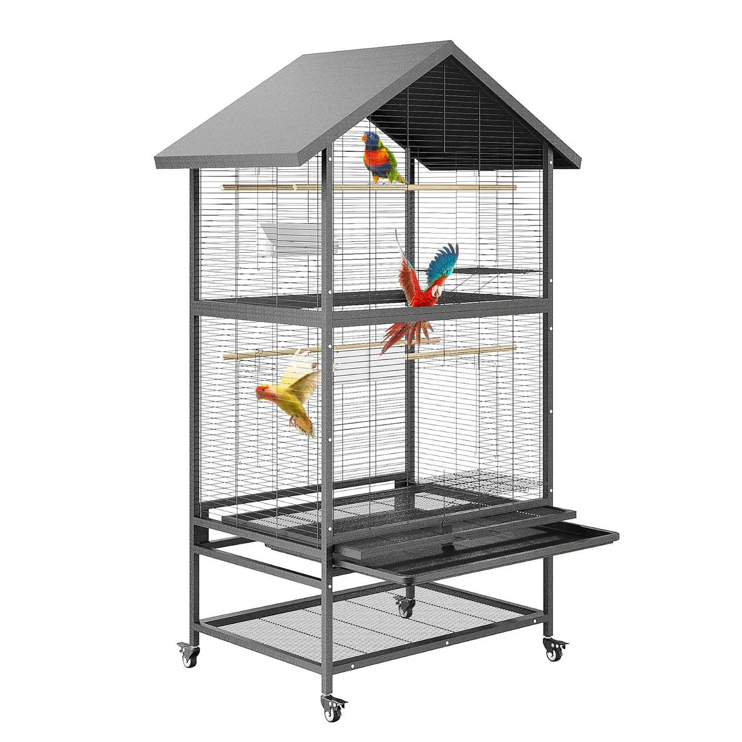 Steel Parrot Breeding Cage - Large Aviary with Casters Removable Tray & Feeders for Bird Macaws Cockatoos Indoor/Outdoor
Steel Parrot Breeding Cage - Large Aviary with Casters Removable Tray & Feeders for Bird Macaws Cockatoos Indoor/Outdoor