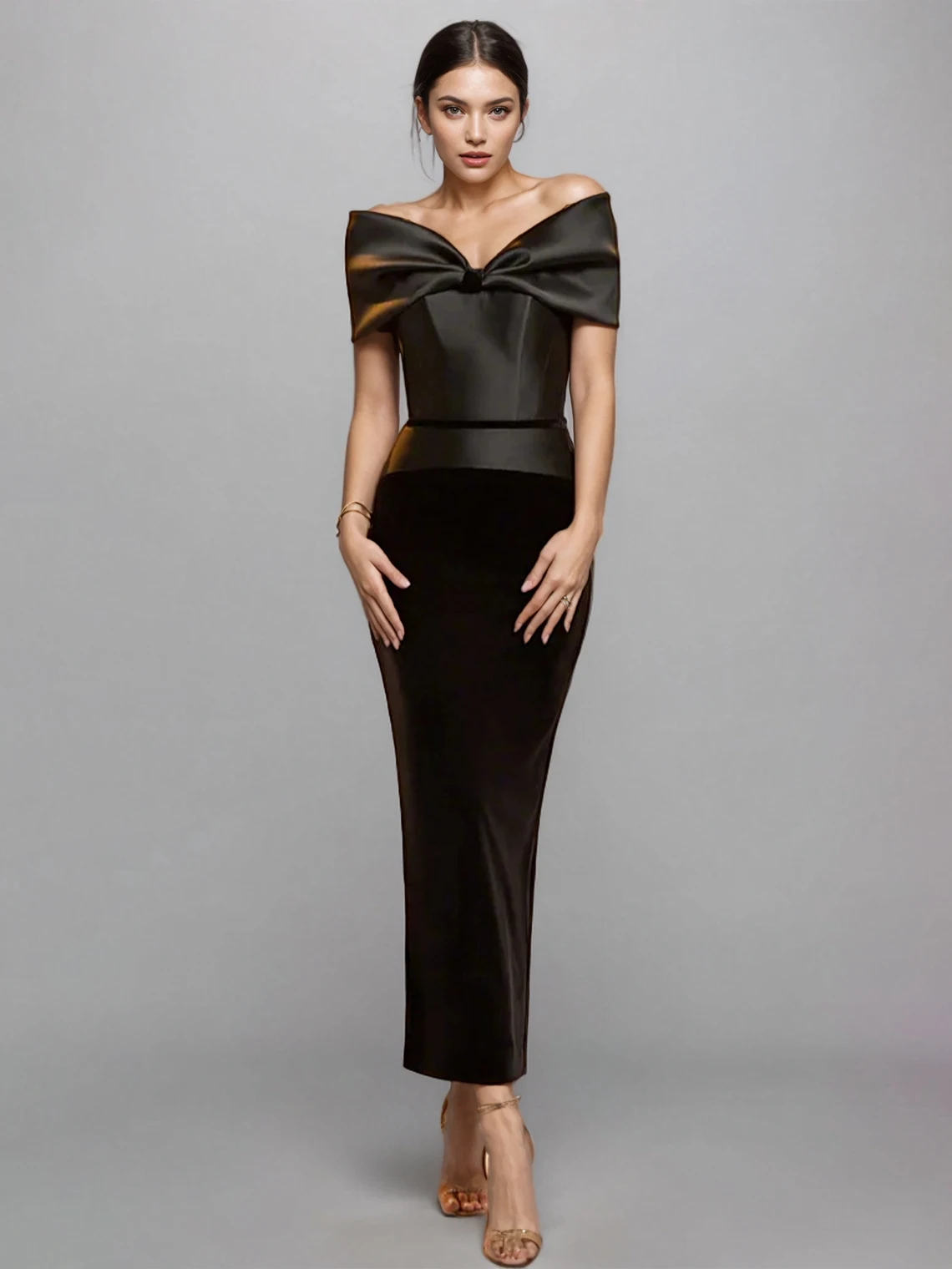 Elegant Satin/Velvet Sheath Column Long Formal Evening Dresses Off The Shoulder Wedding Guest Dress Bows 2025 free customized
Elegant Satin/Velvet Sheath Column Long Formal Evening Dresses Off The Shoulder Wedding Guest Dress Bows 2025 free customized