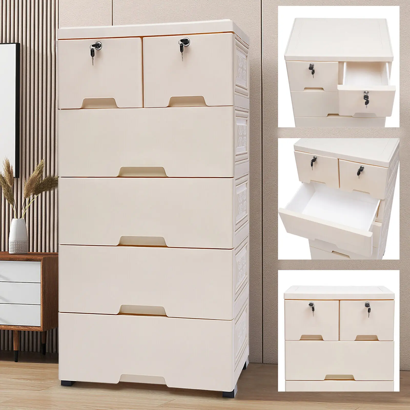 Loyalheartdy Plastic Dresser Clothes Drawer Storage Cabinet with 6 Drawers Closet Organizer for Bedroom Playroom Furniture Beige
Loyalheartdy Plastic Dresser Clothes Drawer Storage Cabinet with 6 Drawers Closet Organizer for Bedroom Playroom Furniture Beige