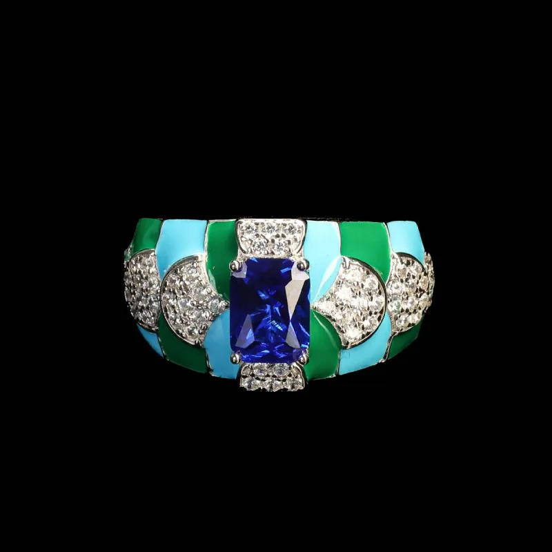 ZOCA 925 Sterling Silver With Synthetic Turquoise Sapphire Blue High Carbon Diamond Rings Fine Jewelry For Women Gifts
ZOCA 925 Sterling Silver With Synthetic Turquoise Sapphire Blue High Carbon Diamond Rings Fine Jewelry For Women Gifts