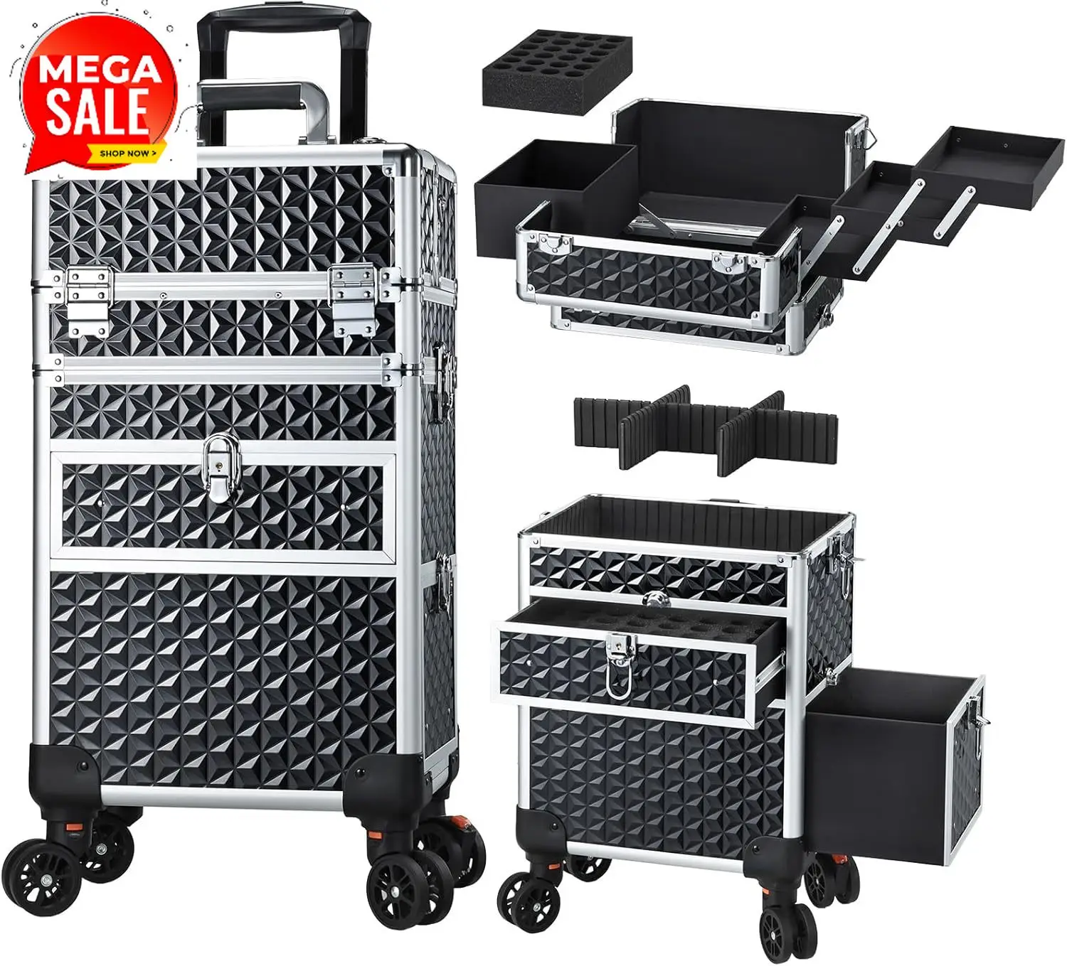 Joligrace Rolling Makeup Case with Drawers - Tattoo Storage Organizer Travel Cart for Nail Tech, Cosmetology, Barber Tools - Por
Joligrace Rolling Makeup Case with Drawers - Tattoo Storage Organizer Travel Cart for Nail Tech, Cosmetology, Barber Tools - Por