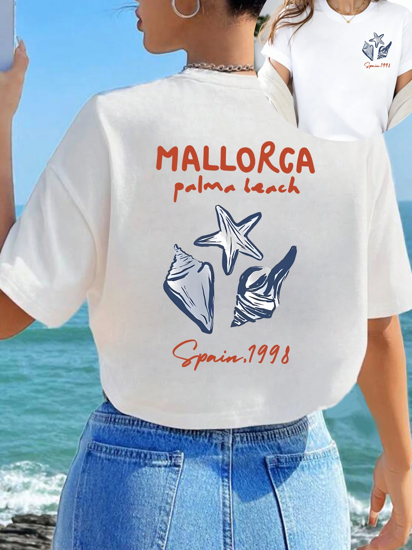 Женская футболка больших размеров с морской звездой и короткими рукавами с круглым вырезом, эластичными рукавами и модными принтами
Женская футболка больших размеров с морской звездой и короткими рукавами с круглым вырезом, эластичными рукавами и модными принтами