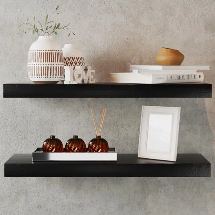 23.6 Floating Shelves for Bathroom Bedroom Kitchen Living Room Storage Decor Natural Wood Finish with Hidden Bracket Raven Blac
23.6 Floating Shelves for Bathroom Bedroom Kitchen Living Room Storage Decor Natural Wood Finish with Hidden Bracket Raven Blac