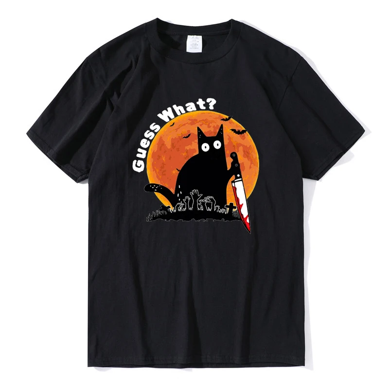 FPGuess Cat What Murderous T Shirt Mens Tops 100 Cotton Halloween Vintage T Shirt Black Cat With Knife Unisex Clothes Streetwear
FPGuess Cat What Murderous T Shirt Mens Tops 100 Cotton Halloween Vintage T Shirt Black Cat With Knife Unisex Clothes Streetwear