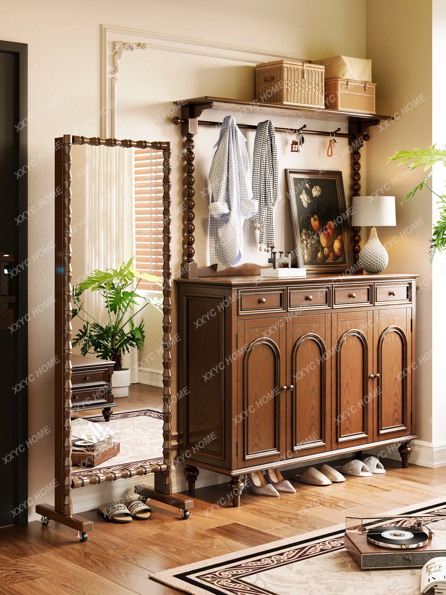 Retro solid wood shoe storage all-in-one coat rack room hall cabinet living room entrance partition cabinet
Retro solid wood shoe storage all-in-one coat rack room hall cabinet living room entrance partition cabinet