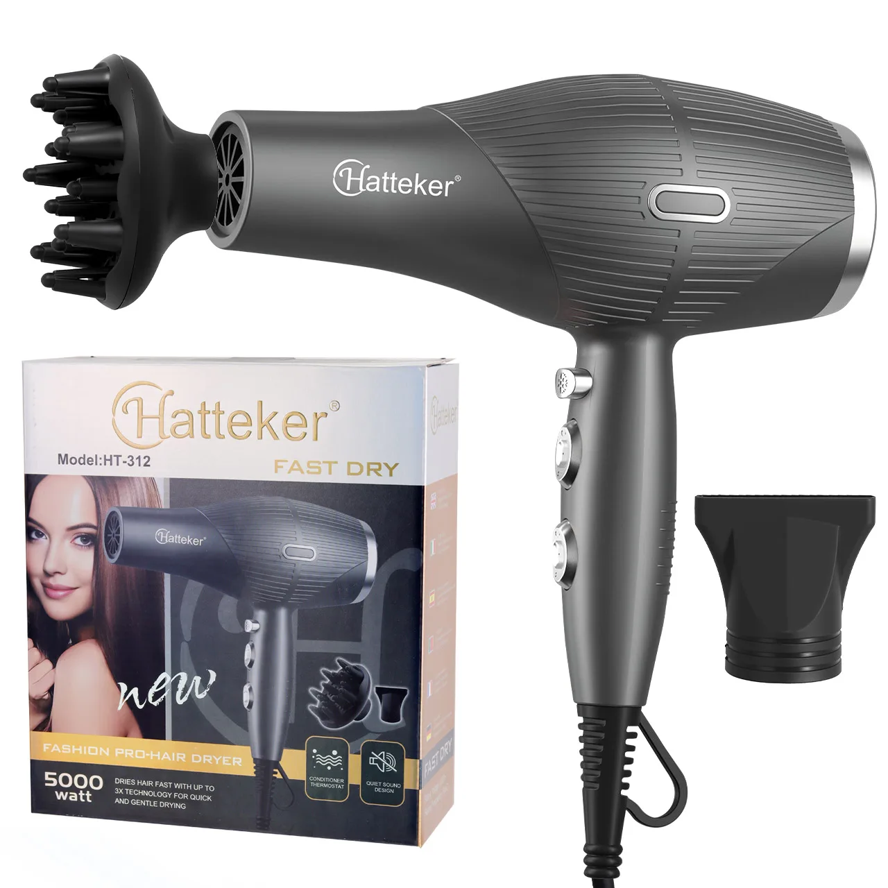 Hatteker High Power Hair Dryer for Home And Salon Use with Cold And Hot Air Large Wind Force Electric Blow Dryer Hairdrier
Hatteker High Power Hair Dryer for Home And Salon Use with Cold And Hot Air Large Wind Force Electric Blow Dryer Hairdrier