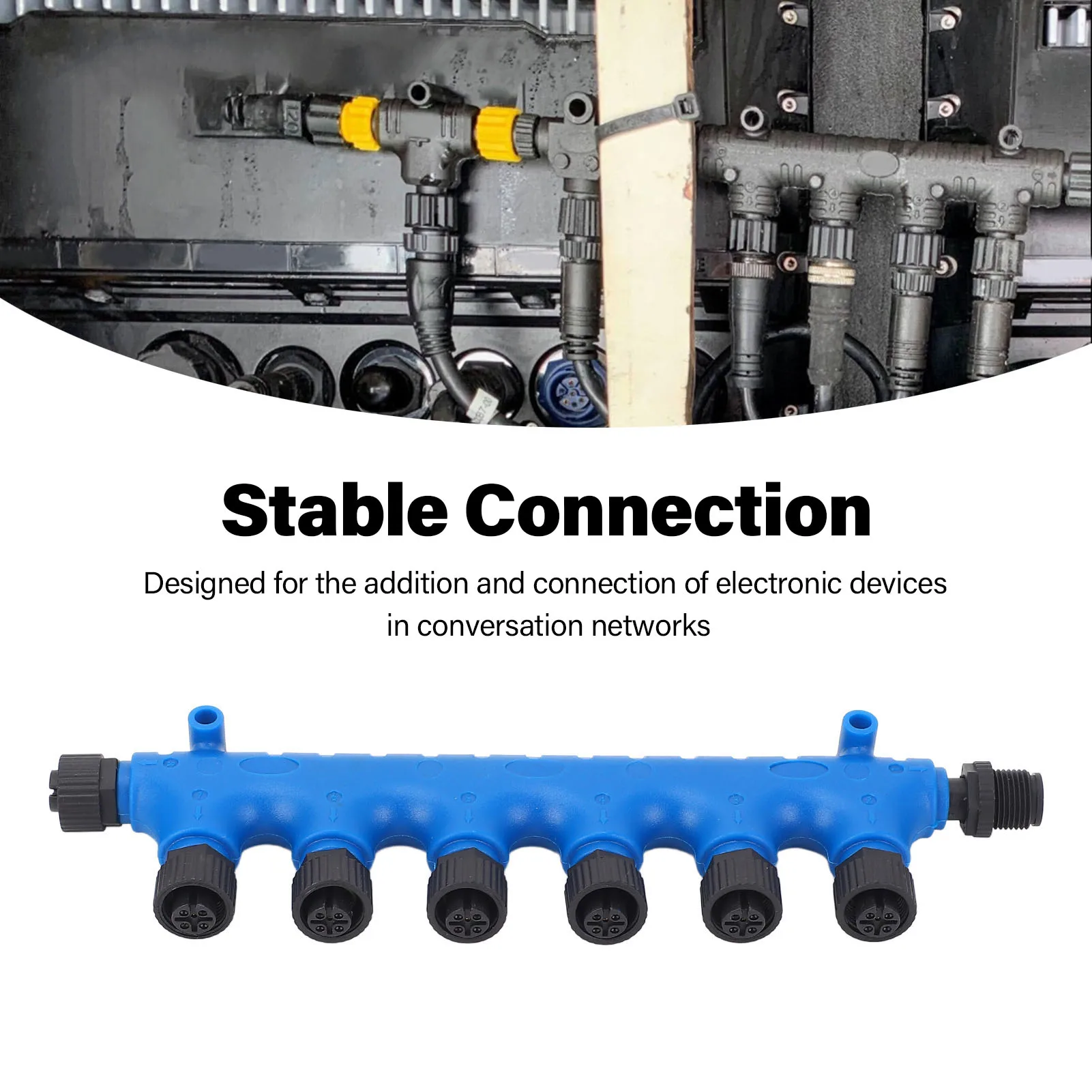 for NMEA2000 6 Port T Connector M12 5 Pin 22AWG IP67 Water Resistant Stable Connection for Lowrance Simrad B&G Navico Networks
for NMEA2000 6 Port T Connector M12 5 Pin 22AWG IP67 Water Resistant Stable Connection for Lowrance Simrad B&G Navico Networks