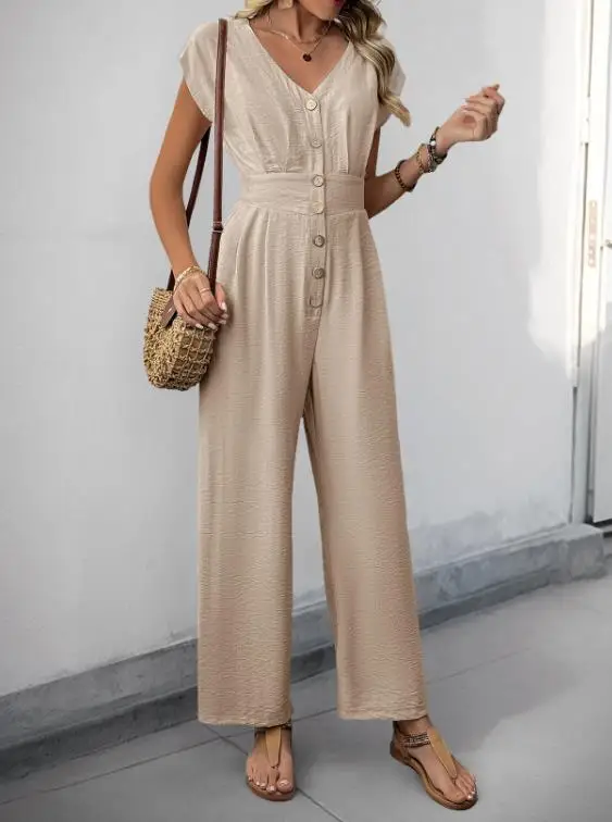 2025 New Summer Jumpsuit Casual V-Neck Open Button Wide Leg Jumpsuit
2025 New Summer Jumpsuit Casual V-Neck Open Button Wide Leg Jumpsuit