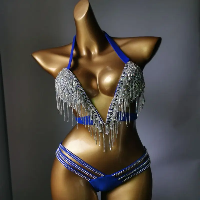 Beach Vacation Bar Sexy Rhinestone Chains Bikini Set Swimsuit Women Diamond Swimwear Shiny Tassel Beachwear Bra+Briefs Outfit
Beach Vacation Bar Sexy Rhinestone Chains Bikini Set Swimsuit Women Diamond Swimwear Shiny Tassel Beachwear Bra+Briefs Outfit