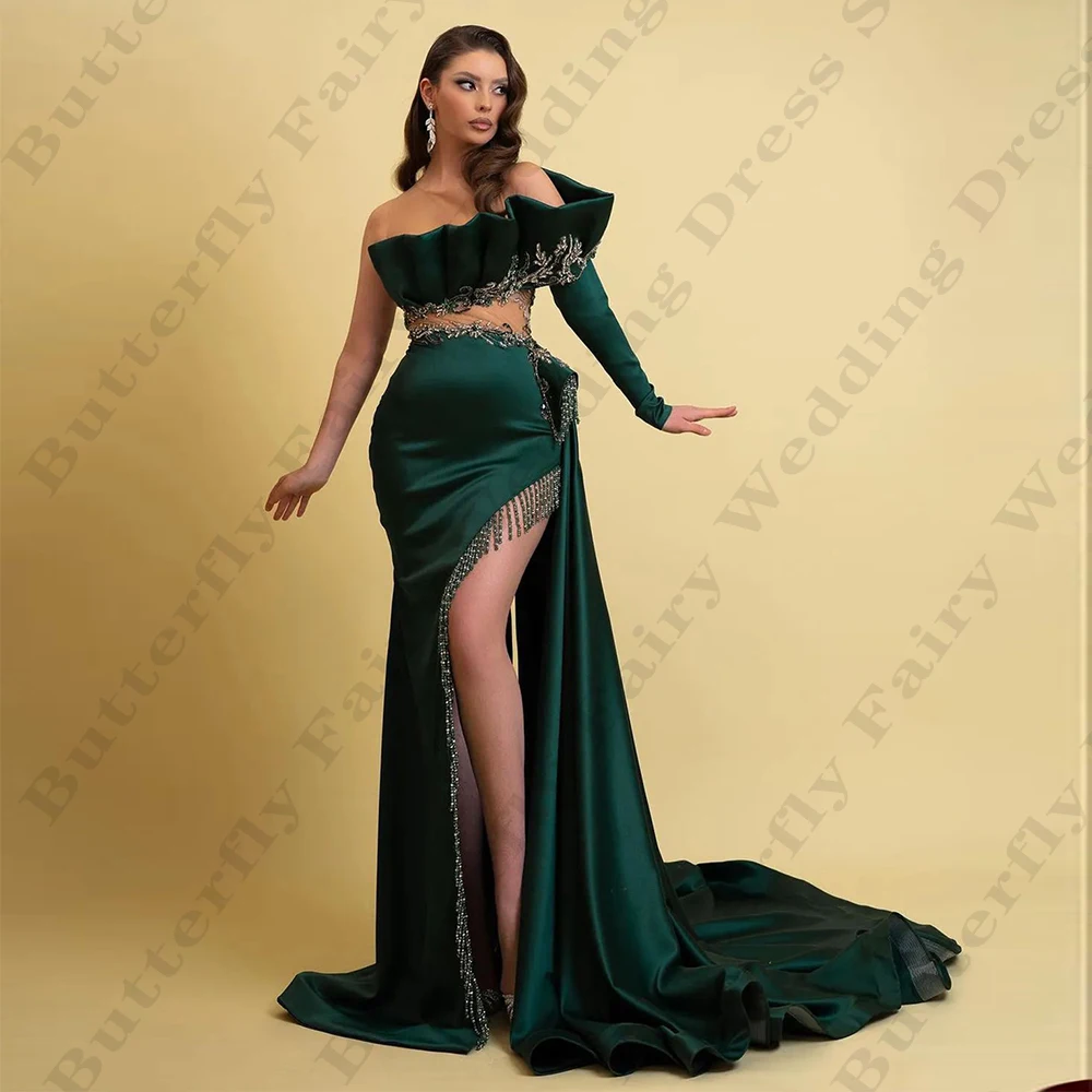 Elegant Gorgeous Satin Evening Dresses Vintage Simple Backless Sexy Off Shoulder Long Sleeved High Slit Mopping New Prom Gowns
Elegant Gorgeous Satin Evening Dresses Vintage Simple Backless Sexy Off Shoulder Long Sleeved High Slit Mopping New Prom Gowns