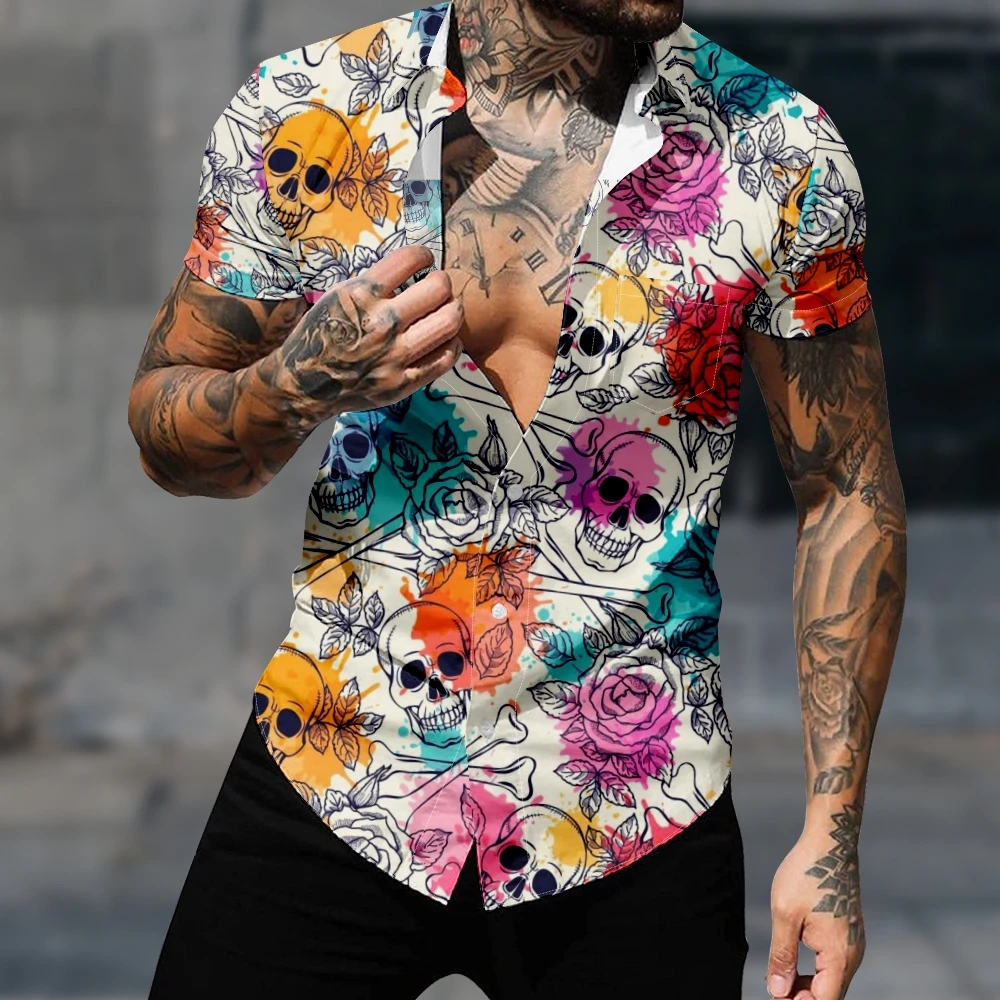 Casual Hawaiian Shirt Short Sleeve Vintage Shirt For Men Women Rose Skull Harajuku Y2k Fashion Gothic Streetwear Cozy Clothes
Casual Hawaiian Shirt Short Sleeve Vintage Shirt For Men Women Rose Skull Harajuku Y2k Fashion Gothic Streetwear Cozy Clothes