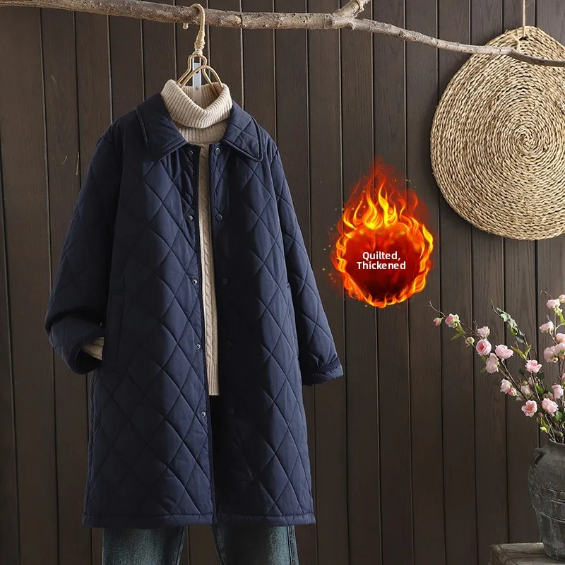 Стеганое хлопковое пальто с длинным воротником в стиле ретро для мам среднего возраста, хлопковое пальто большого размера, женская зимняя верхняя одежда Ele Sle 
Стеганое хлопковое пальто с длинным воротником в стиле ретро для мам среднего возраста, хлопковое пальто большого размера, женская зимняя верхняя одежда Ele Sle