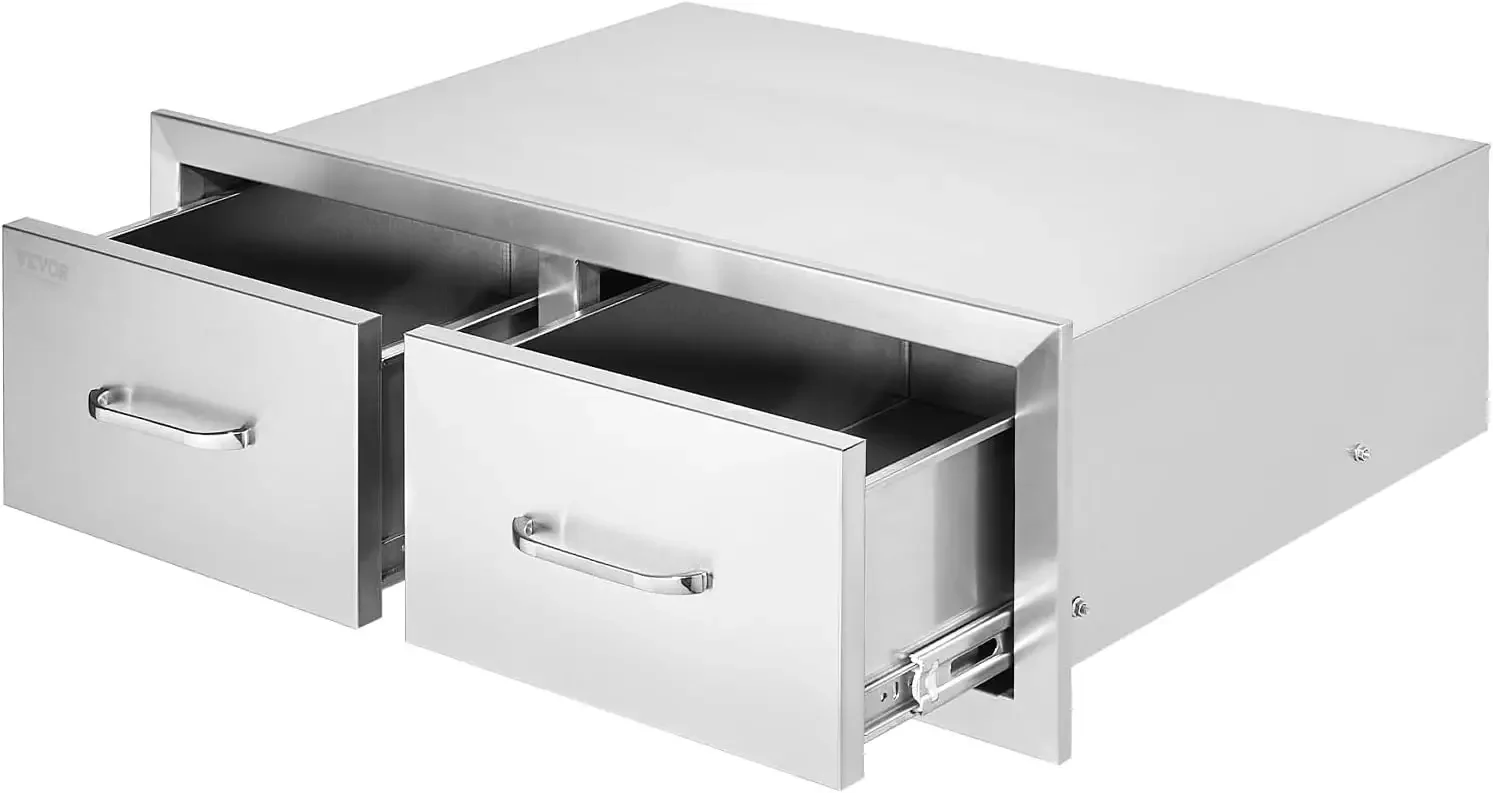 Outdoor Kitchen Drawers 30" W x 10" H x 20" D, Horizontal Double BBQ Access Drawers Stainless Steel with Handle
Outdoor Kitchen Drawers 30" W x 10" H x 20" D, Horizontal Double BBQ Access Drawers Stainless Steel with Handle