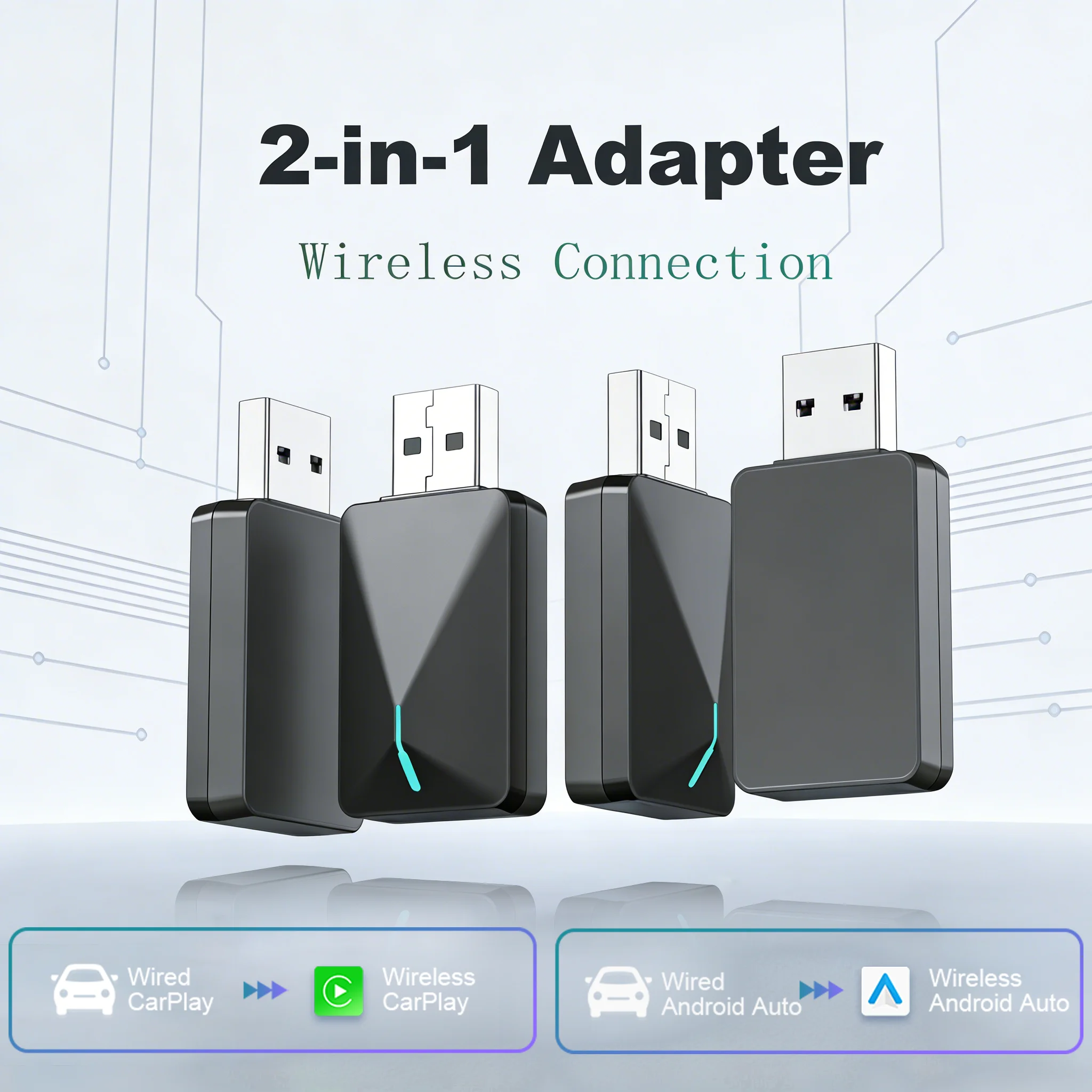Compact Wireless CarPlay Android Auto USB Adapter, Wired to Wireless Upgrade,Easy Install, Auto Connect,Compatible with 98% Cars
Compact Wireless CarPlay Android Auto USB Adapter, Wired to Wireless Upgrade,Easy Install, Auto Connect,Compatible with 98% Cars
