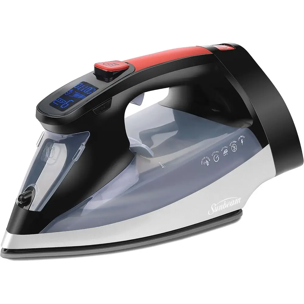 1700W Digital Steam Iron, 11-Heat Settings, Multi-Color LCD Display, Precision Ironing, Horizontal or Vertical Shot Steam, 8' Re
1700W Digital Steam Iron, 11-Heat Settings, Multi-Color LCD Display, Precision Ironing, Horizontal or Vertical Shot Steam, 8' Re