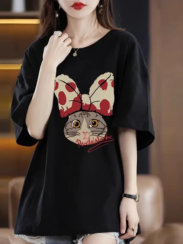 plus Size 300 Pounds Pure Cotton Knot Short Sleeve T-Shirt Women's Loose Printing Summer Top Pattern Casual Wear
plus Size 300 Pounds Pure Cotton Knot Short Sleeve T-Shirt Women's Loose Printing Summer Top Pattern Casual Wear