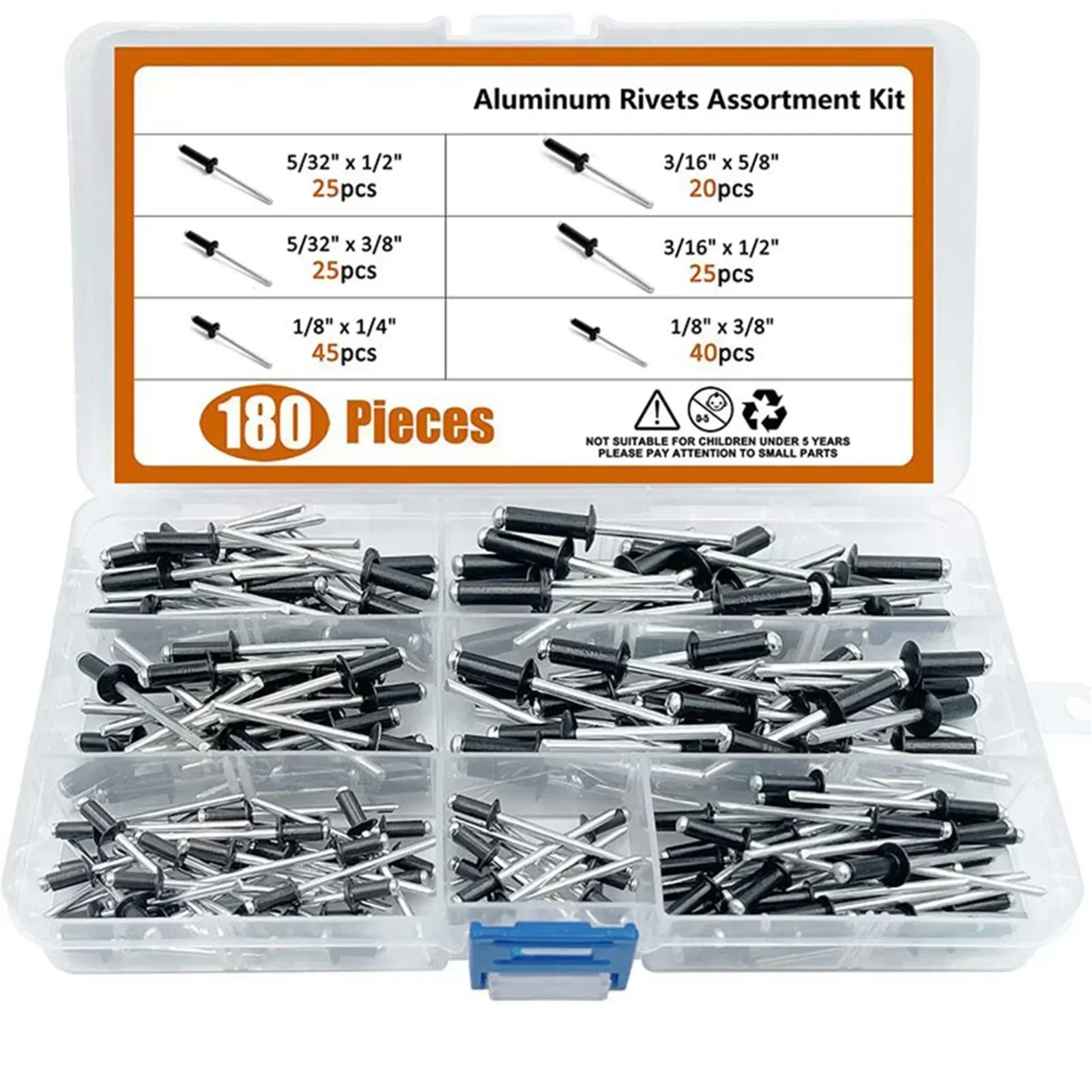 180pcs Rivet Kit Assorted Blind Rivets Commercial Use Breakage Resistant Indoor And Outdoor Use Rust Resistant
180pcs Rivet Kit Assorted Blind Rivets Commercial Use Breakage Resistant Indoor And Outdoor Use Rust Resistant