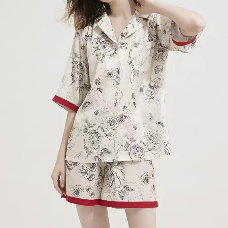 New Chinese Style Chinese Ink Painting With Red Edge Satin Light And Ice Silk Smooth Women's Pajamas Home Pyjamas Short Sleeved
New Chinese Style Chinese Ink Painting With Red Edge Satin Light And Ice Silk Smooth Women's Pajamas Home Pyjamas Short Sleeved