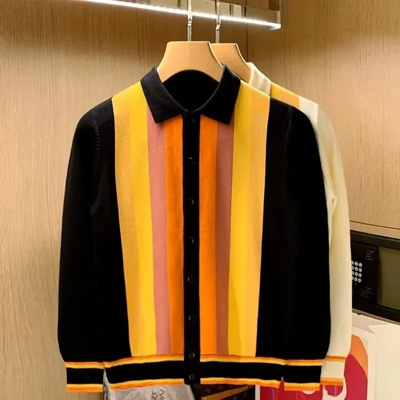Knitted Cardigan Men Sweater Casual Vintage Patchwork Lapel Button Long Sleeve Tops Streetwear Spring Autumn Knitwear
Knitted Cardigan Men Sweater Casual Vintage Patchwork Lapel Button Long Sleeve Tops Streetwear Spring Autumn Knitwear