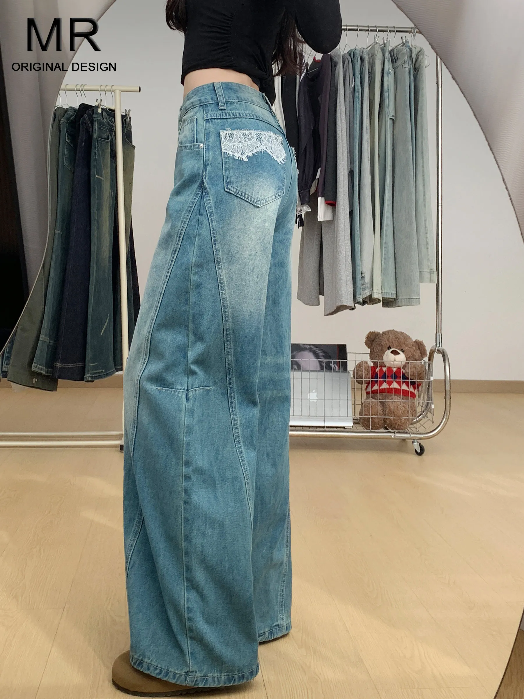 American Retro High Waist Wide Leg Jeans Women's Loose Slimming Lace Design Sensation Floor-Length Pants Spring New Style
American Retro High Waist Wide Leg Jeans Women's Loose Slimming Lace Design Sensation Floor-Length Pants Spring New Style
