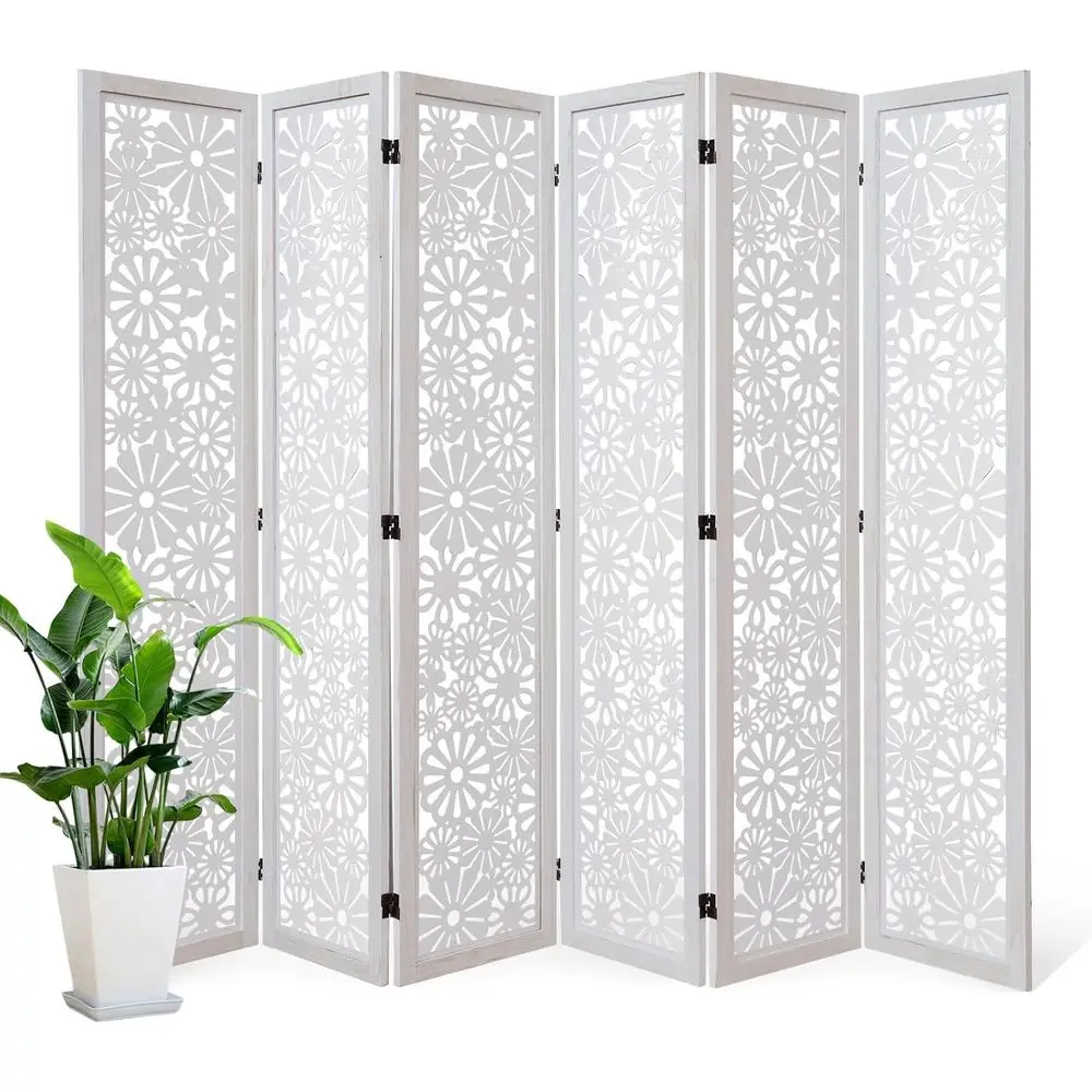 67 Tall Daisy Carved White 6-Panel Room Divider - Privacy Screen, No Assembly Needed
67 Tall Daisy Carved White 6-Panel Room Divider - Privacy Screen, No Assembly Needed