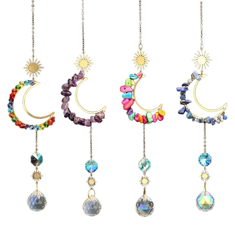 Crystal Suncatcher Wind Chimes Moon Shaped Pendant Hanging Room Decor Dream Catcher Garden Bohemian Decors Decorations Crafts
Crystal Suncatcher Wind Chimes Moon Shaped Pendant Hanging Room Decor Dream Catcher Garden Bohemian Decors Decorations Crafts