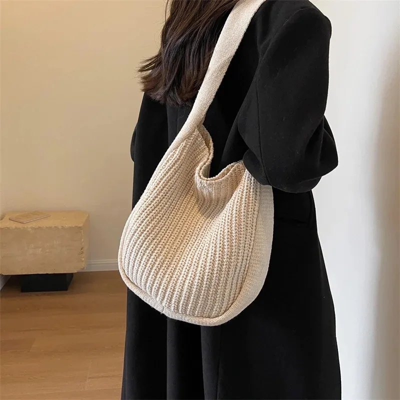 Wholesale knitted tote bags simple single shoulder bags large capacity eco-friendly shopping handbags for women/girls/ladies
Wholesale knitted tote bags simple single shoulder bags large capacity eco-friendly shopping handbags for women/girls/ladies