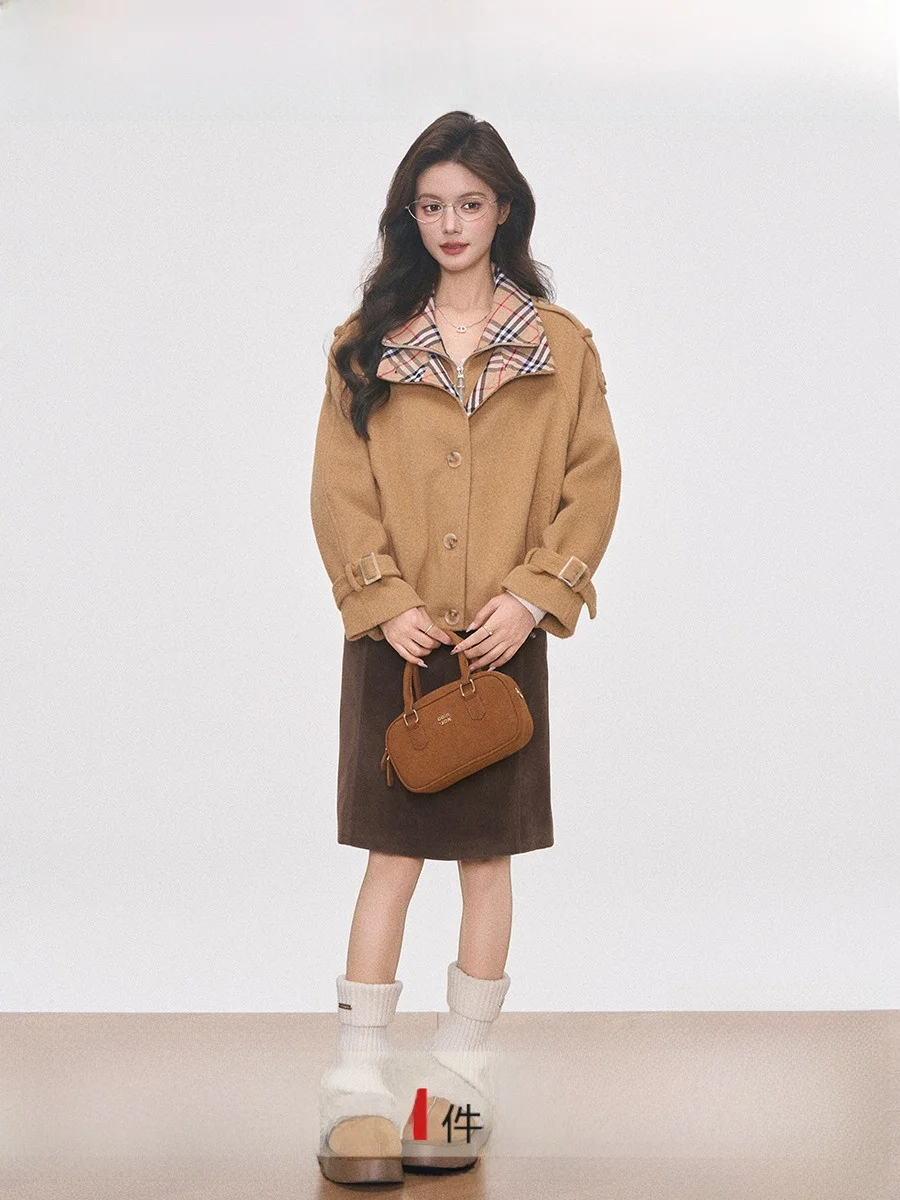 WESTAYONE клетчатая шерстяная хлопковая куртка женская зимняя теплая замшевая юбка средней длины для поездок на работу в Корейском стиле
WESTAYONE клетчатая шерстяная хлопковая куртка женская зимняя теплая замшевая юбка средней длины для поездок на работу в Корейском стиле