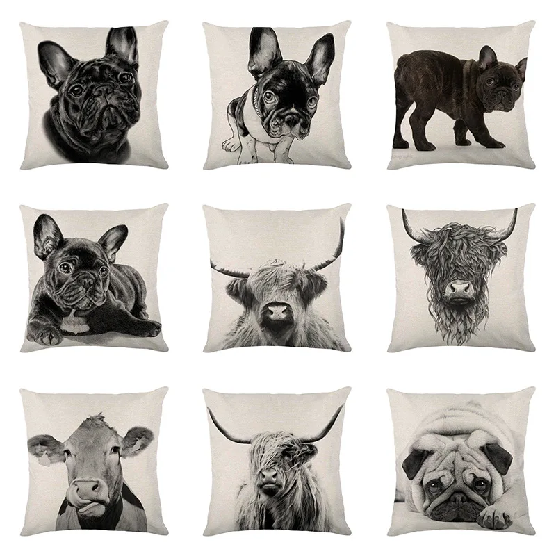 Cute Dog Pillowcase Black White Animal Linen Pillowcase Interior for Home Decor Throw Pillow Cover Living Room Bed Sofa Bedroom
Cute Dog Pillowcase Black White Animal Linen Pillowcase Interior for Home Decor Throw Pillow Cover Living Room Bed Sofa Bedroom