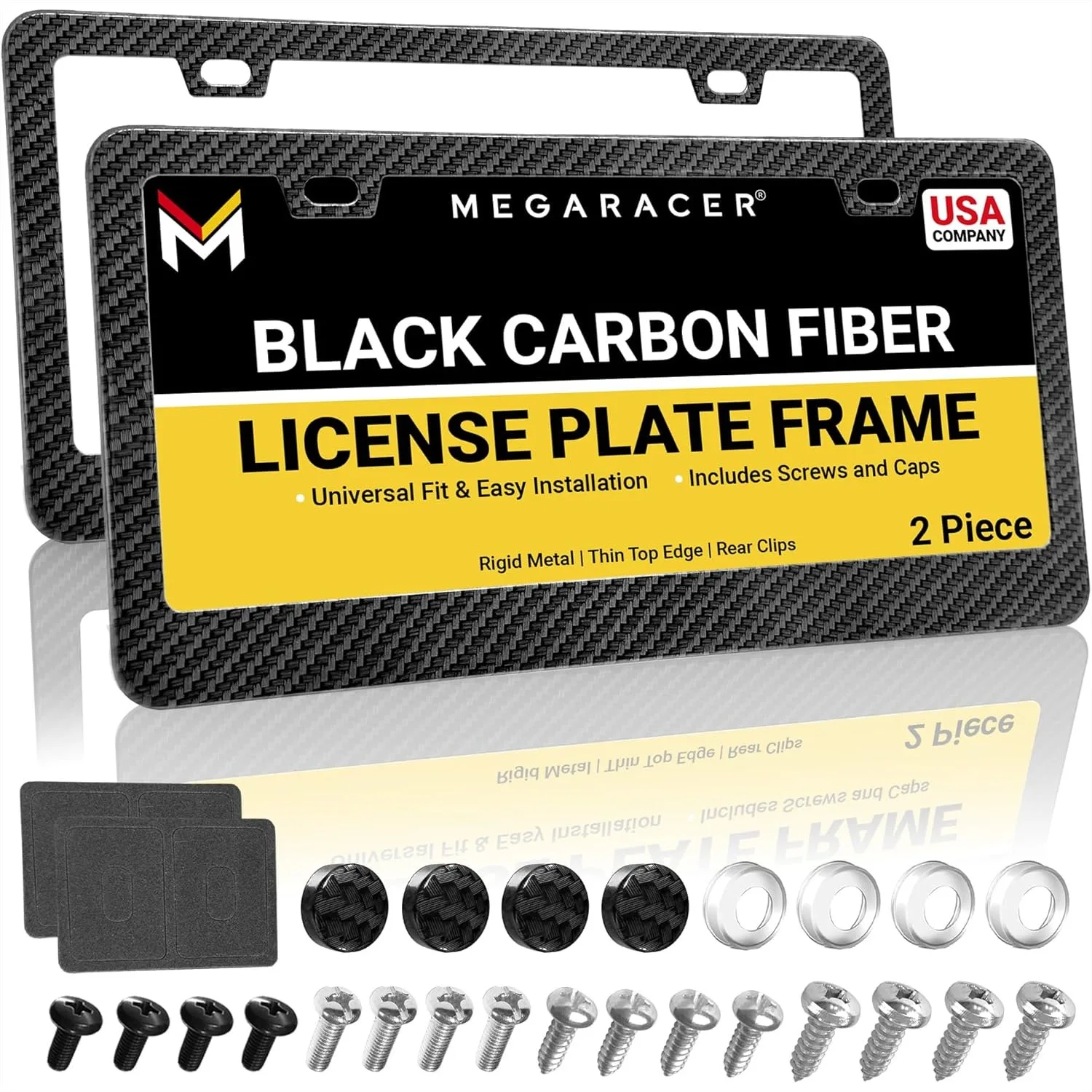 Carbon Fiber License Plate Frames 2 Pack, Rust-Free Stainless Steel, Rattle-Free Universal with Screw Caps, Slim Design for Cars
Carbon Fiber License Plate Frames 2 Pack, Rust-Free Stainless Steel, Rattle-Free Universal with Screw Caps, Slim Design for Cars