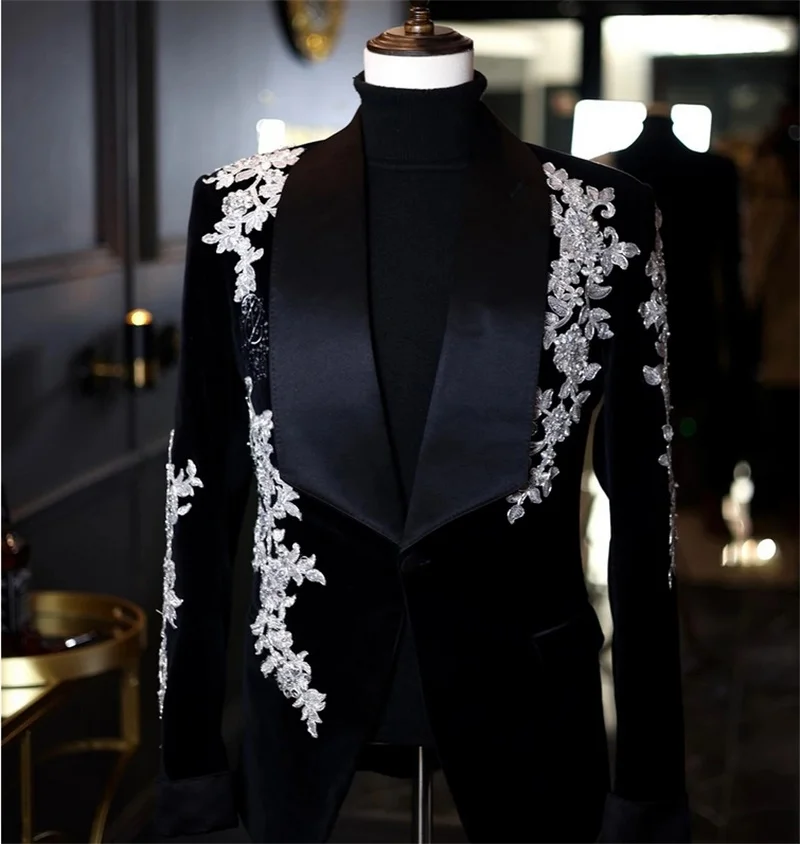 Black Velvet Men Suits Set 2 Pieces Blazer+Cotton Pants Trousers Wedding Tuxedos Jacket Formal Office Business One Button Coat
Black Velvet Men Suits Set 2 Pieces Blazer+Cotton Pants Trousers Wedding Tuxedos Jacket Formal Office Business One Button Coat