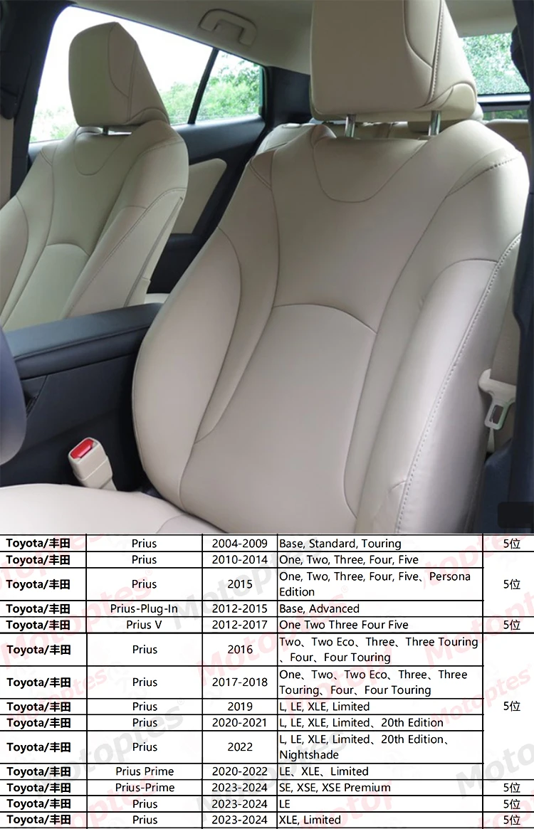Custom Fit Car Seat Covers for 2004-2024 Toyota Prius L LE XLE Limited Prius-Plug-In Prime Leather 2 Rows 5 Seats Full Set
Custom Fit Car Seat Covers for 2004-2024 Toyota Prius L LE XLE Limited Prius-Plug-In Prime Leather 2 Rows 5 Seats Full Set