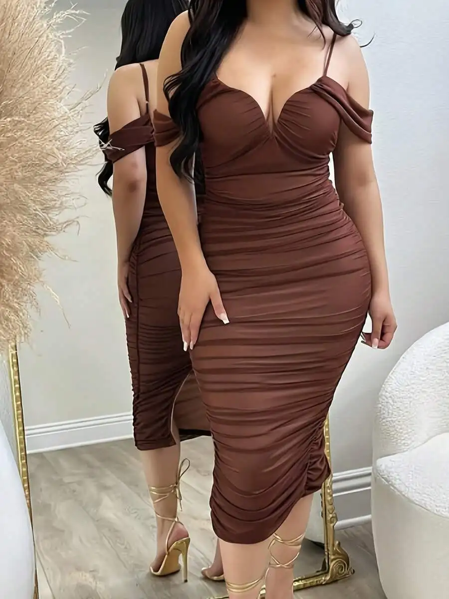Womens Ruched Off Shoulder Bodycon Midi Dress For Cocktail Party Evening Event
Womens Ruched Off Shoulder Bodycon Midi Dress For Cocktail Party Evening Event