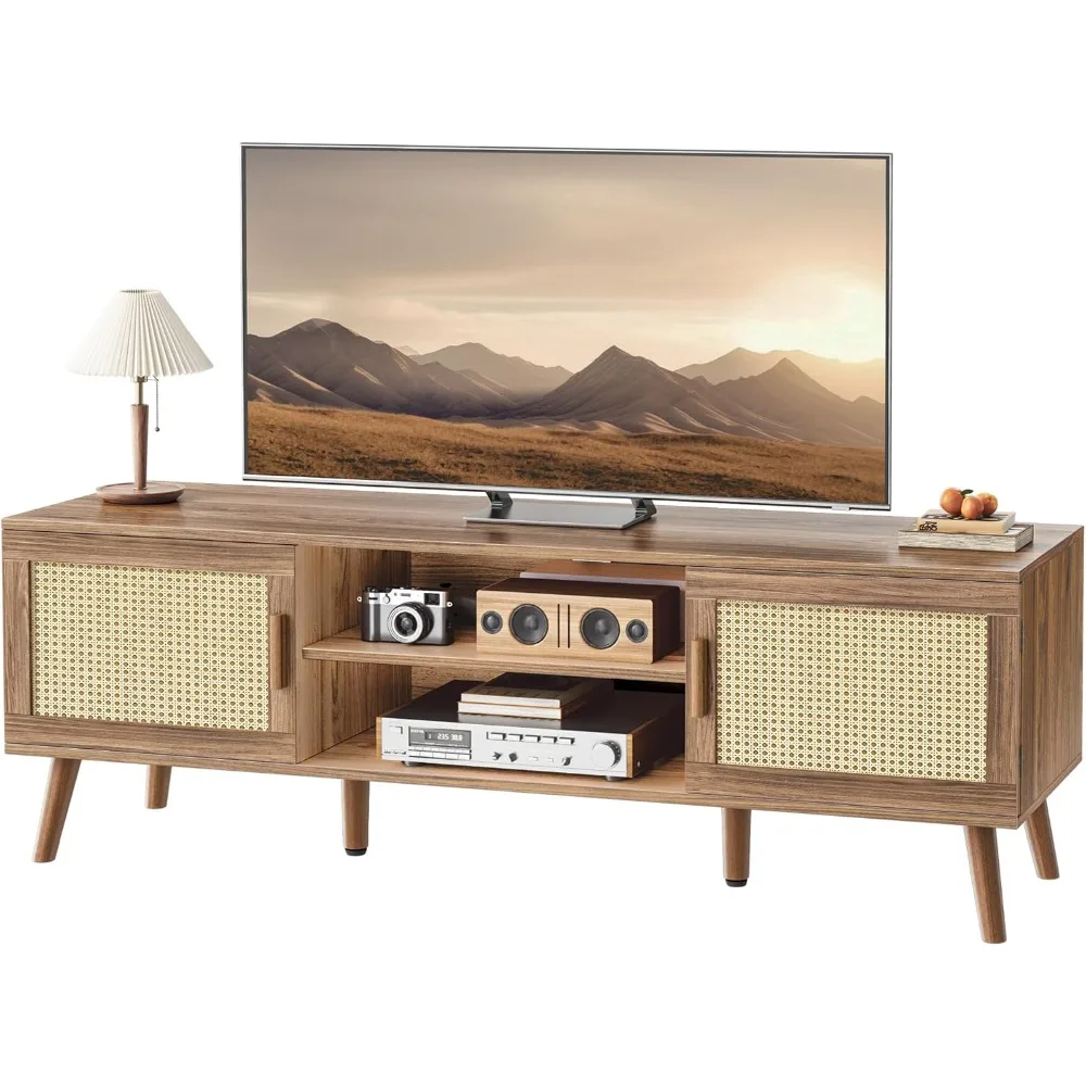 Boho TV Stand for 65 Inch TV, Entertainment Center with Adjustable Shelf, Rattan TV Console with 2 Cabinets, Media Console, Sol
Boho TV Stand for 65 Inch TV, Entertainment Center with Adjustable Shelf, Rattan TV Console with 2 Cabinets, Media Console, Sol