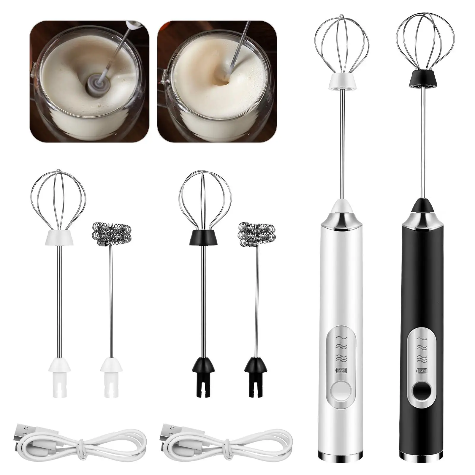 Electric Whisk Milk Frother 2 Heads Rechargeable USB Battery Low Noise Mixer for Coffee Egg Cream Kitchen Bar Tools Stainless
Electric Whisk Milk Frother 2 Heads Rechargeable USB Battery Low Noise Mixer for Coffee Egg Cream Kitchen Bar Tools Stainless