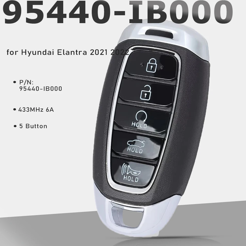 KEYECU P/N: 95440-IB000, NYOMBEC5FOB2004 Умный дистанционный ключ 433 МГц, 6 А, чип, 5 кнопок, брелок без ключа для Hyundai Elantra 2021 2022
KEYECU P/N: 95440-IB000, NYOMBEC5FOB2004 Умный дистанционный ключ 433 МГц, 6 А, чип, 5 кнопок, брелок без ключа для Hyundai Elantra 2021 2022