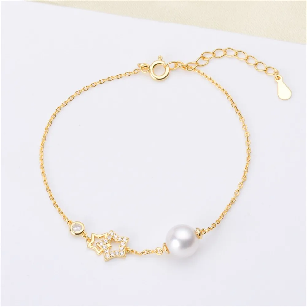DIY Pearl Accessories S925 Sterling Silver Bracelet Empty Stars Jade Bracelet Fit 7-10mm Oval Beads S062
DIY Pearl Accessories S925 Sterling Silver Bracelet Empty Stars Jade Bracelet Fit 7-10mm Oval Beads S062
