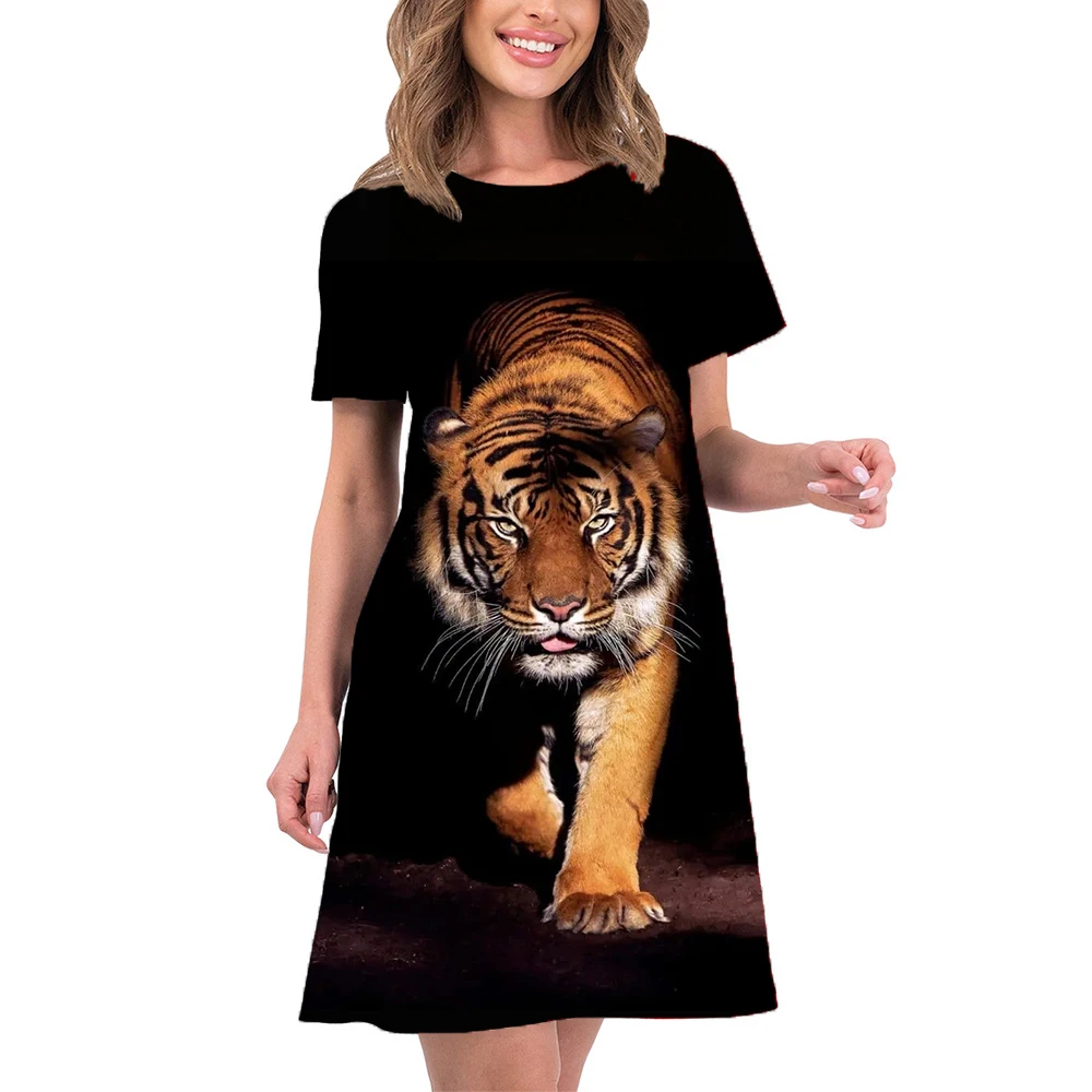 Fashion Animal Tiger Print Women Dress Summer New 2024 Casual Mini Dress Streetwear Loose Short Sleeve Female Dress Clothing
Fashion Animal Tiger Print Women Dress Summer New 2024 Casual Mini Dress Streetwear Loose Short Sleeve Female Dress Clothing
