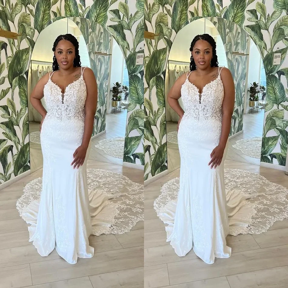 Customized African Spaghetti Straps Beach Wedding Dress Vestido De Noiva Lace Appliques Plus Size Backless Bridal Gown
Customized African Spaghetti Straps Beach Wedding Dress Vestido De Noiva Lace Appliques Plus Size Backless Bridal Gown