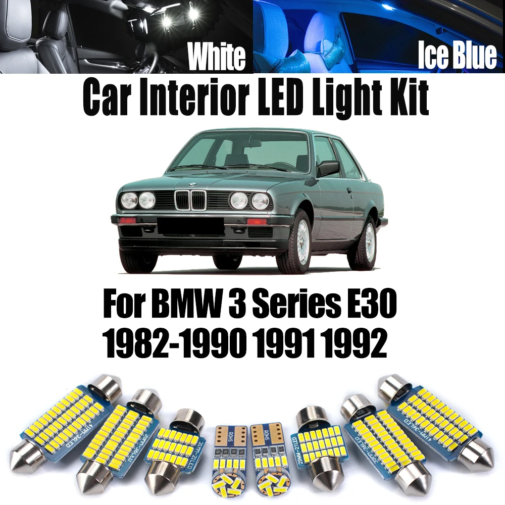 10 шт. светодиодных ламп Canbus для BMW 3 серии E30 1982-1992, комплект для освещения салона, багажника, карты, номерного знака, аксессуары для автомобиля
10 шт. светодиодных ламп Canbus для BMW 3 серии E30 1982-1992, комплект для освещения салона, багажника, карты, номерного знака, аксессуары для автомобиля