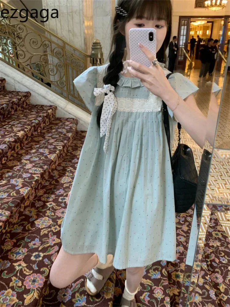 Ezgaga Woman Dress Vintage Sweet Lace Patchwork Ruffled Collar Flying Short Sleeve Sweet Fashion Mini Dresses Casual Female
Ezgaga Woman Dress Vintage Sweet Lace Patchwork Ruffled Collar Flying Short Sleeve Sweet Fashion Mini Dresses Casual Female