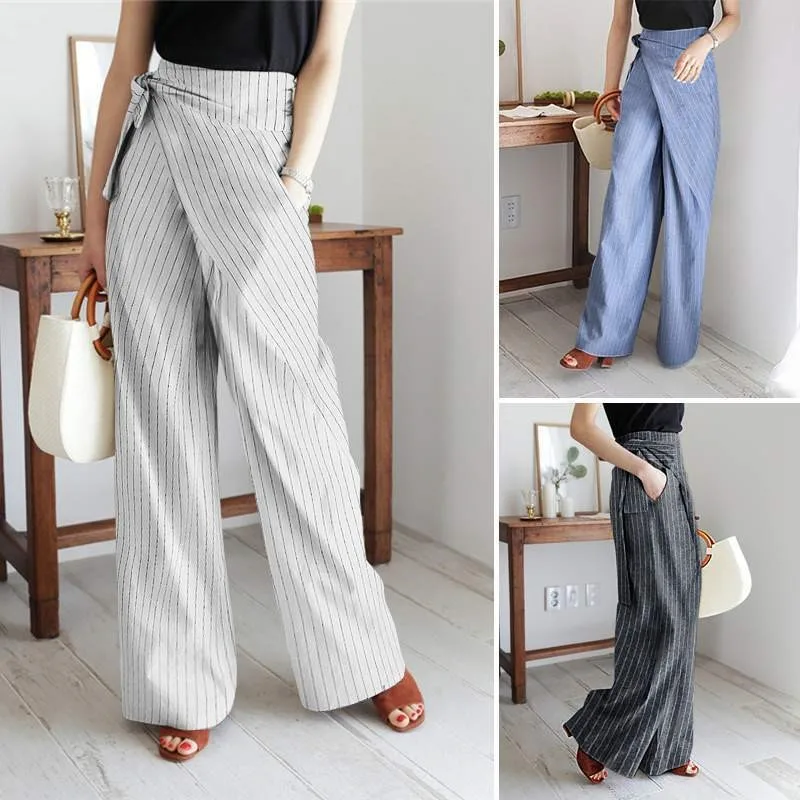 Women's Striped Cotton Linen Wide-leg Pants Fashion Pockets High-waisted Retro Trousers Casual Streetwear Elegant Office Clothes
Women's Striped Cotton Linen Wide-leg Pants Fashion Pockets High-waisted Retro Trousers Casual Streetwear Elegant Office Clothes