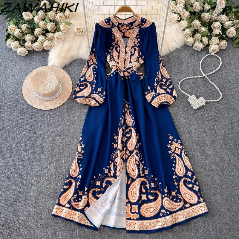 Vintage Evening Dress for Women Print Pleated Puff Sleeve Vestidos Button Designer Femme Robe Temperament Office Lady Ropa Mujer
Vintage Evening Dress for Women Print Pleated Puff Sleeve Vestidos Button Designer Femme Robe Temperament Office Lady Ropa Mujer