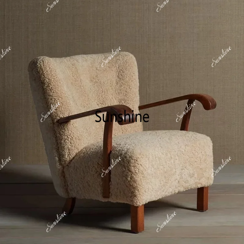 Medieval solid wood living room fabric single sofa chair lamb wool leisure chair
Medieval solid wood living room fabric single sofa chair lamb wool leisure chair