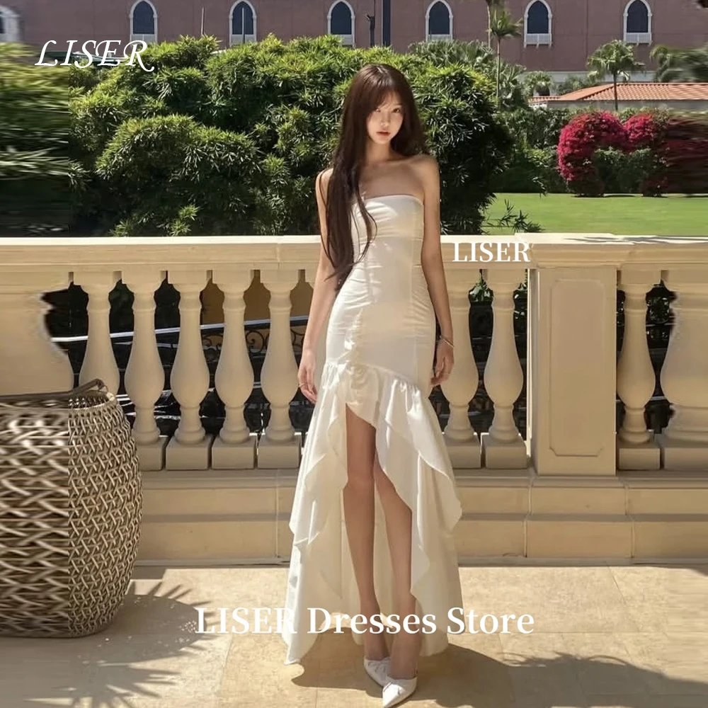 Liser Elegant Strapless Mermaid Korea Evening Dresses Silk Satin Hi-Lo Photo Shoot Prom Dresses 웨딩드레스 Customized Corsets Back
Liser Elegant Strapless Mermaid Korea Evening Dresses Silk Satin Hi-Lo Photo Shoot Prom Dresses 웨딩드레스 Customized Corsets Back