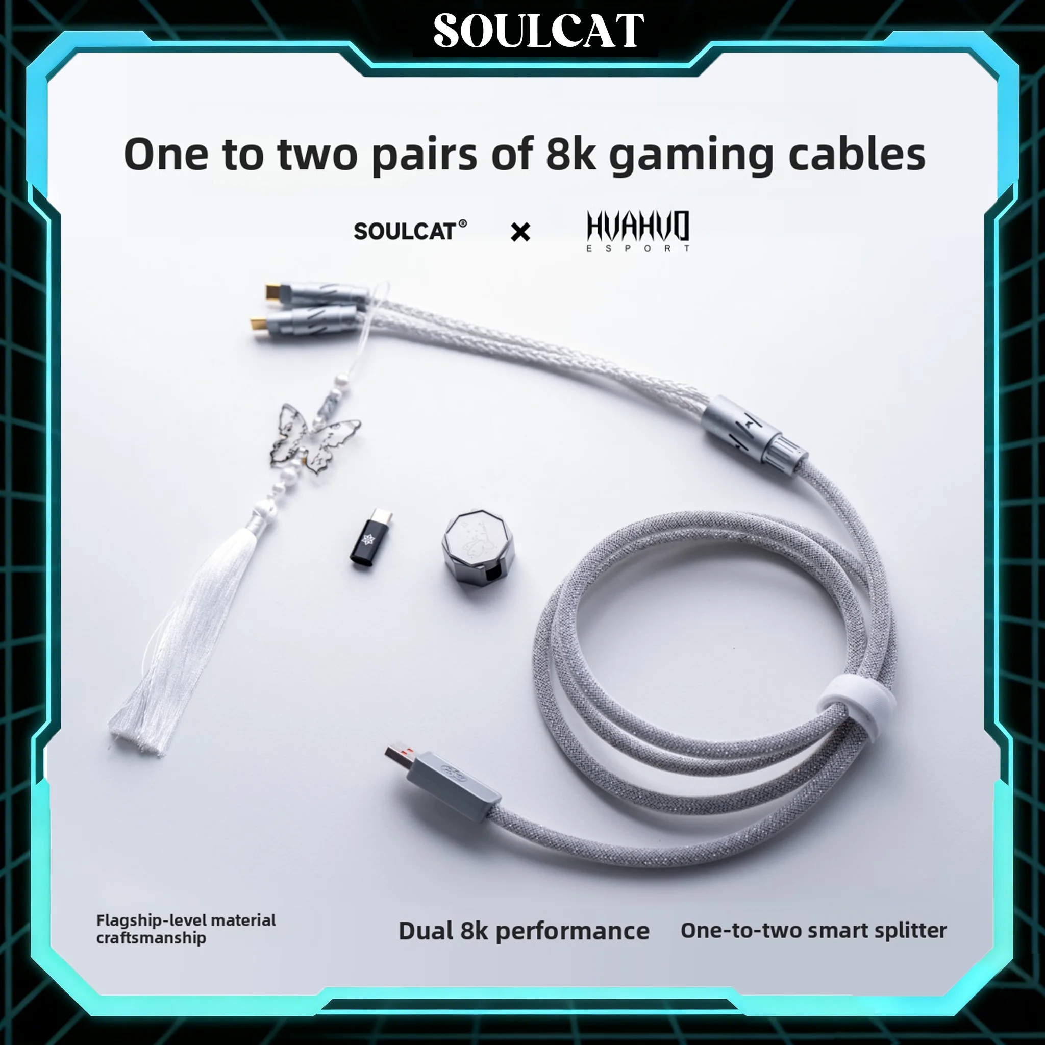 SOULCAT x Spark 1-to-2 Coiled Keyboard Cable Dual 8K Aviator Connector USB Type-C For Magnetic Switch Mechanical Keyboards PC
SOULCAT x Spark 1-to-2 Coiled Keyboard Cable Dual 8K Aviator Connector USB Type-C For Magnetic Switch Mechanical Keyboards PC