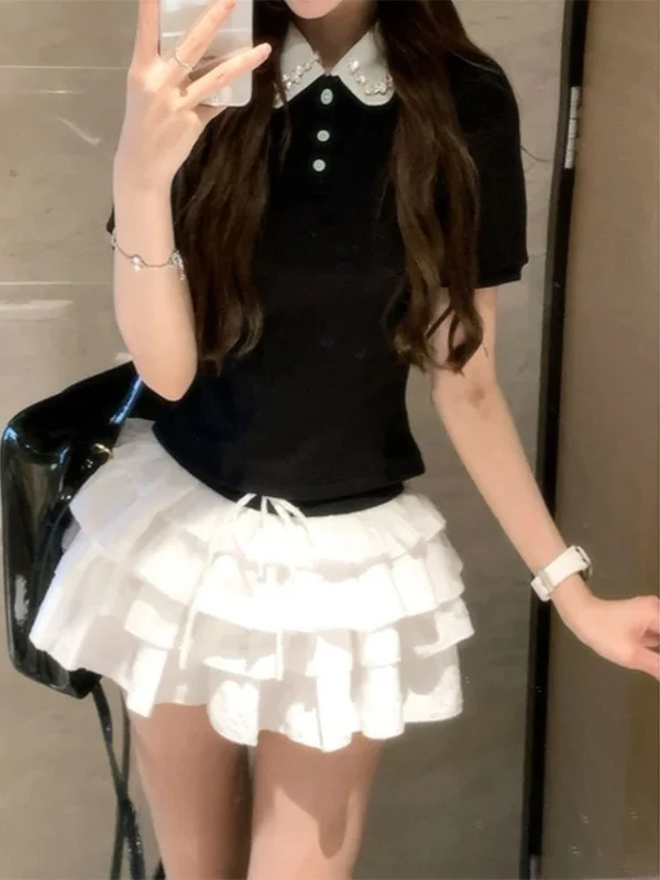 Sweet Design Neck Short Sleeve T-Shirt Women's College Style Fashionable Versatile Summer Top by Xiaohanjia Brand
Sweet Design Neck Short Sleeve T-Shirt Women's College Style Fashionable Versatile Summer Top by Xiaohanjia Brand